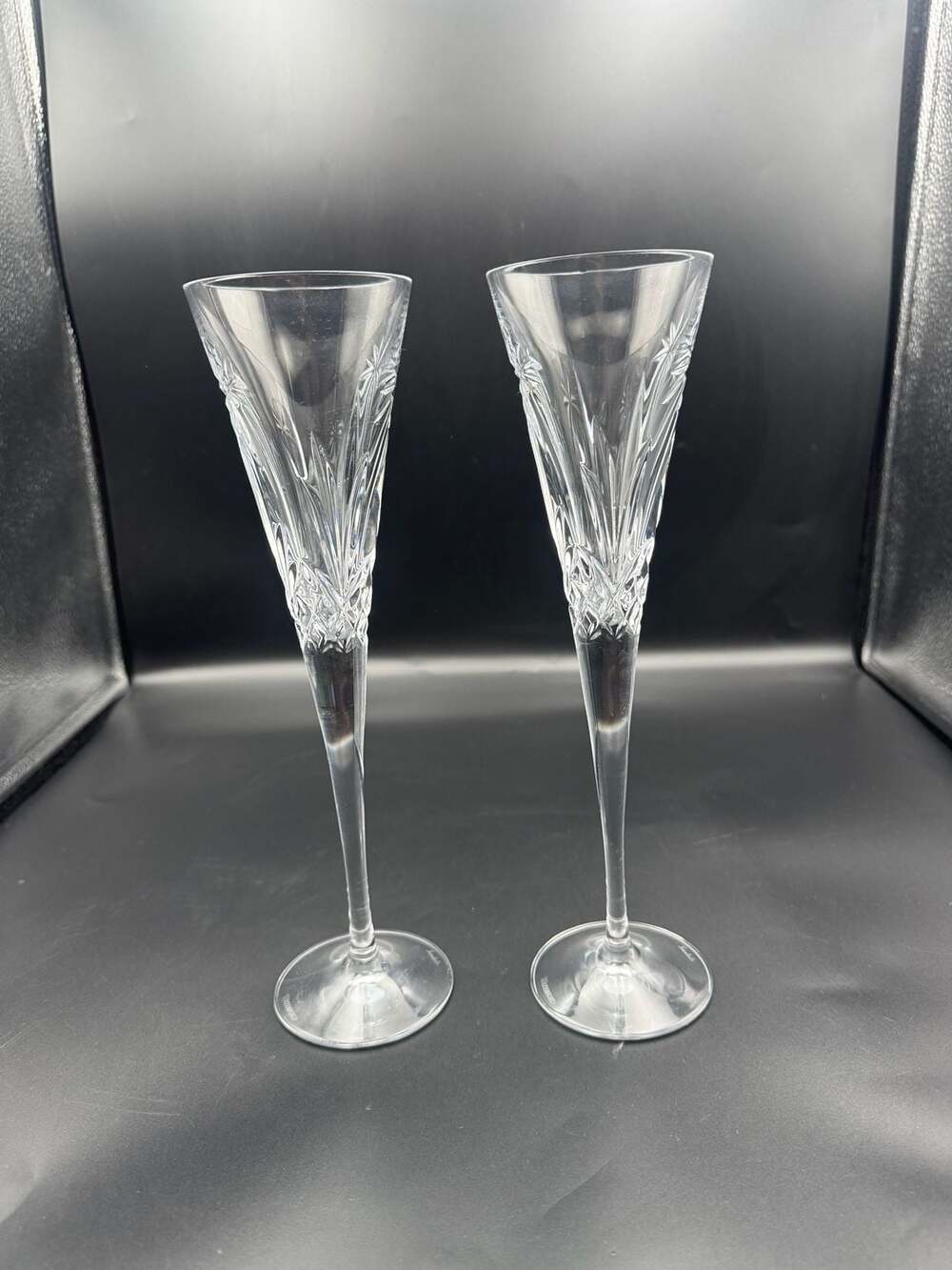 Waterford Lismore Crystal Champagne Flutes - Set of 2 - Signed
